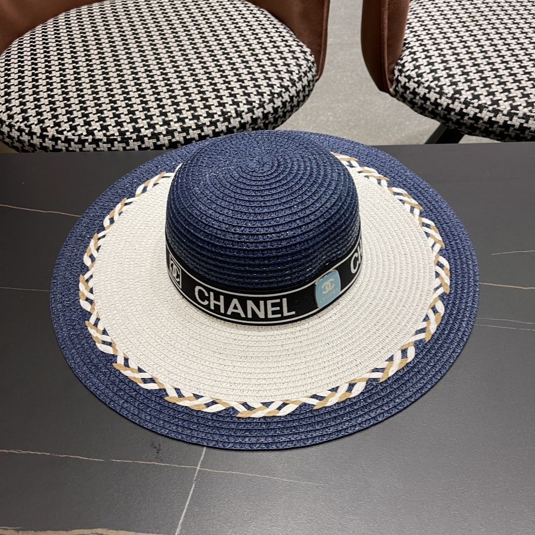 Chanel香奈儿大帽沙滩防晒大草帽，超重工定制，出街必备