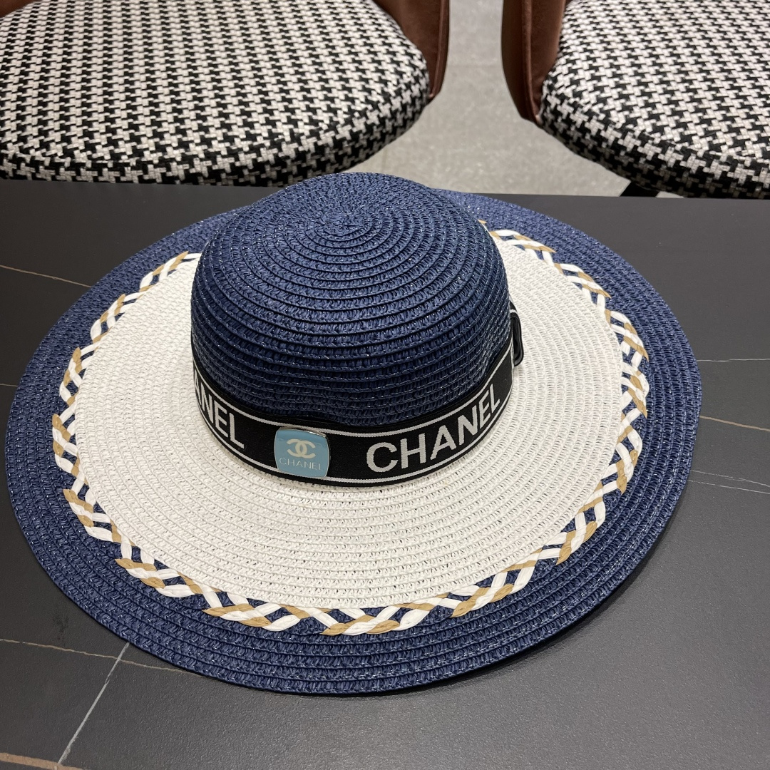 Chanel香奈儿大帽沙滩防晒大草帽，超重工定制，出街必备