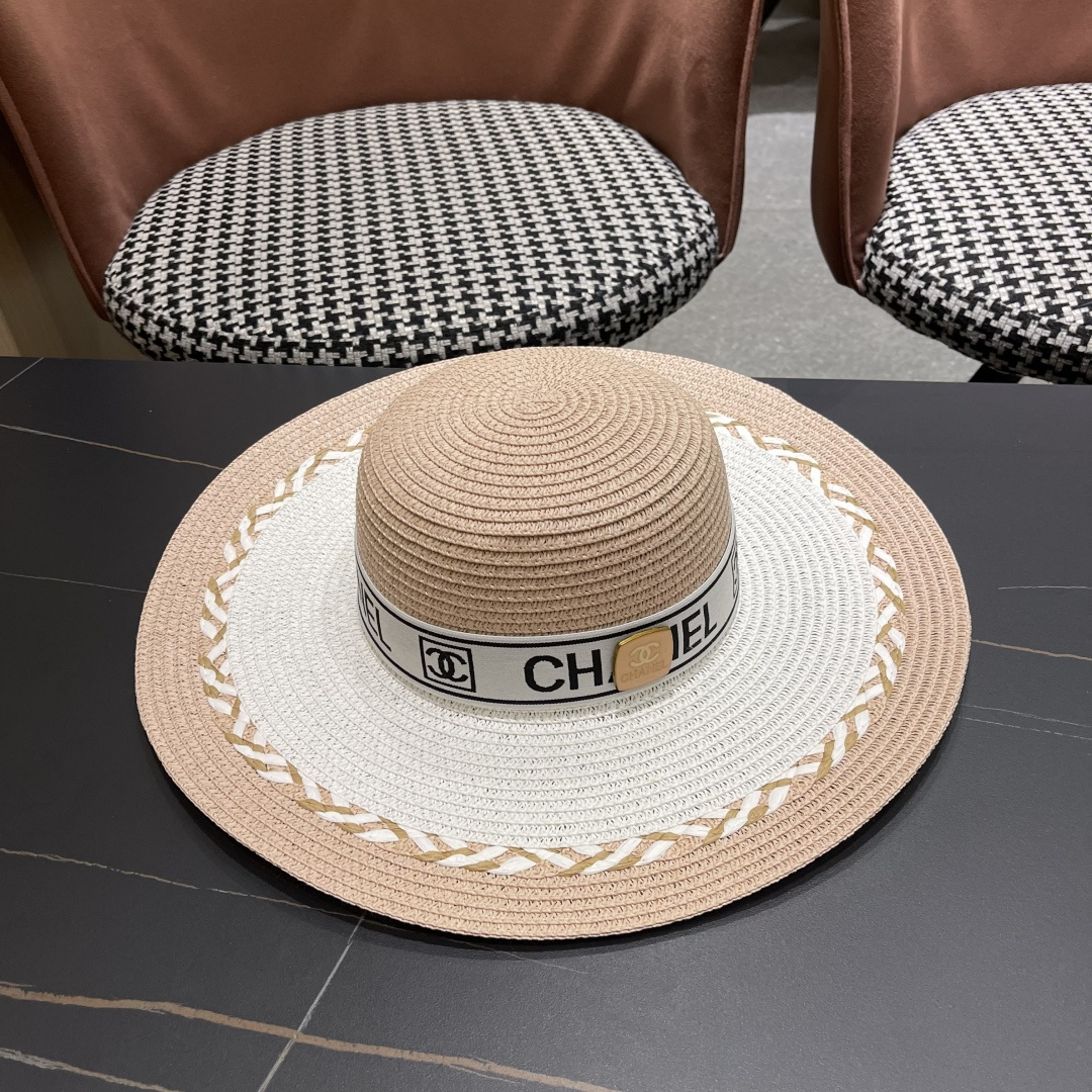 Chanel香奈儿大帽沙滩防晒大草帽，超重工定制，出街必备