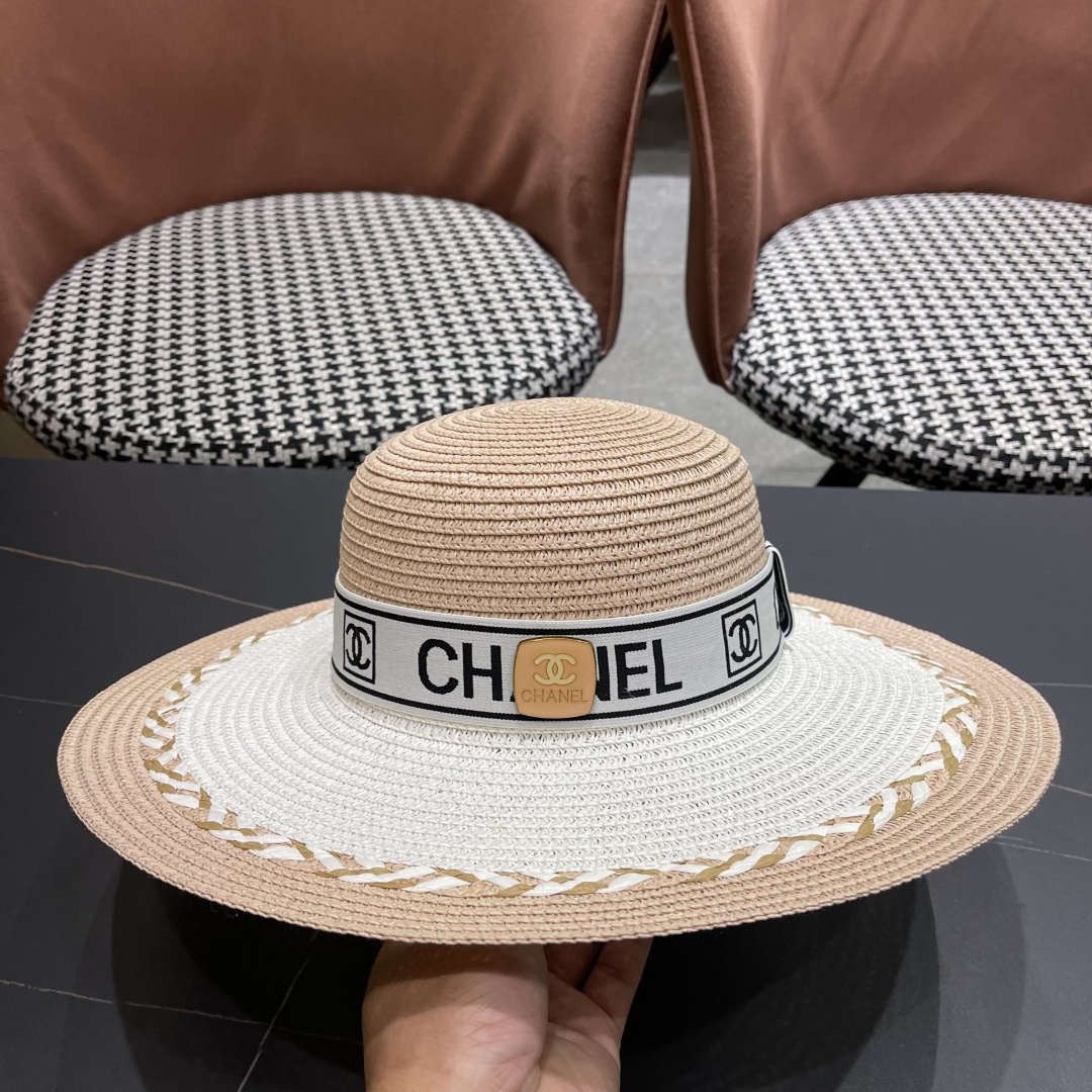 Chanel香奈儿大帽沙滩防晒大草帽，超重工定制，出街必备