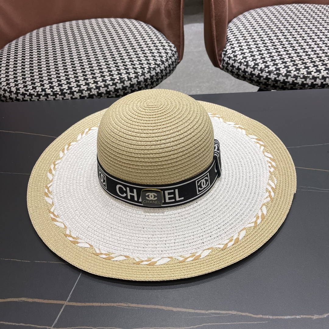 Chanel香奈儿大帽沙滩防晒大草帽，超重工定制，出街必备