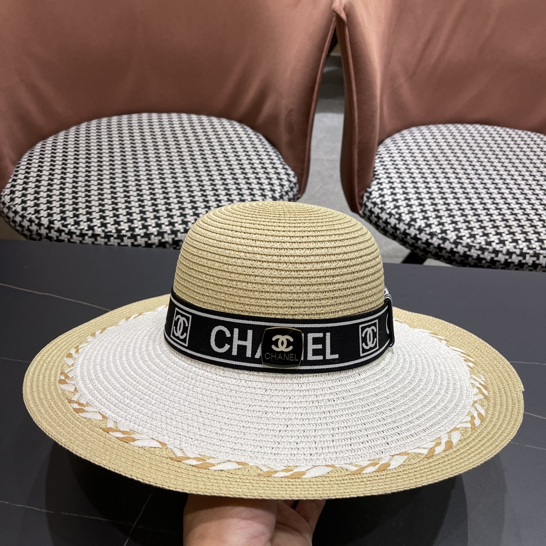 Chanel香奈儿大帽沙滩防晒大草帽，超重工定制，出街必备