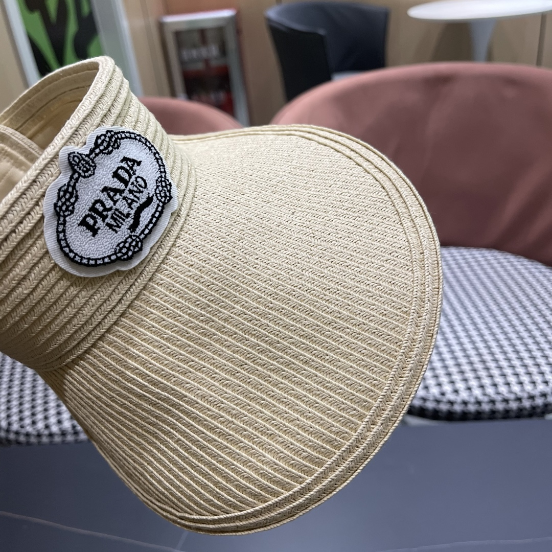  普拉达Prada草编空顶帽子女夏季跑步马拉松运动
防晒帽可折叠显脸小遮阳太阳帽