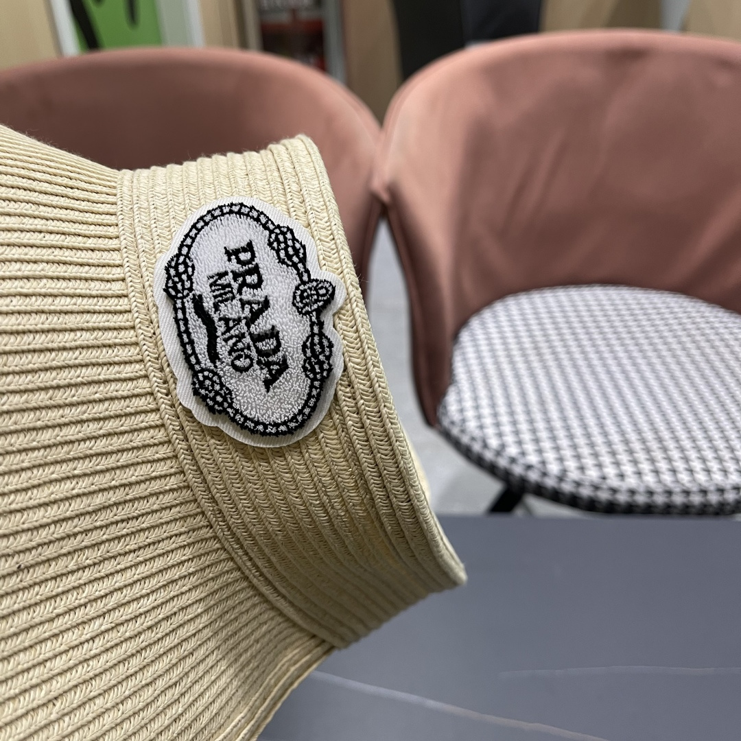  普拉达Prada草编空顶帽子女夏季跑步马拉松运动
防晒帽可折叠显脸小遮阳太阳帽