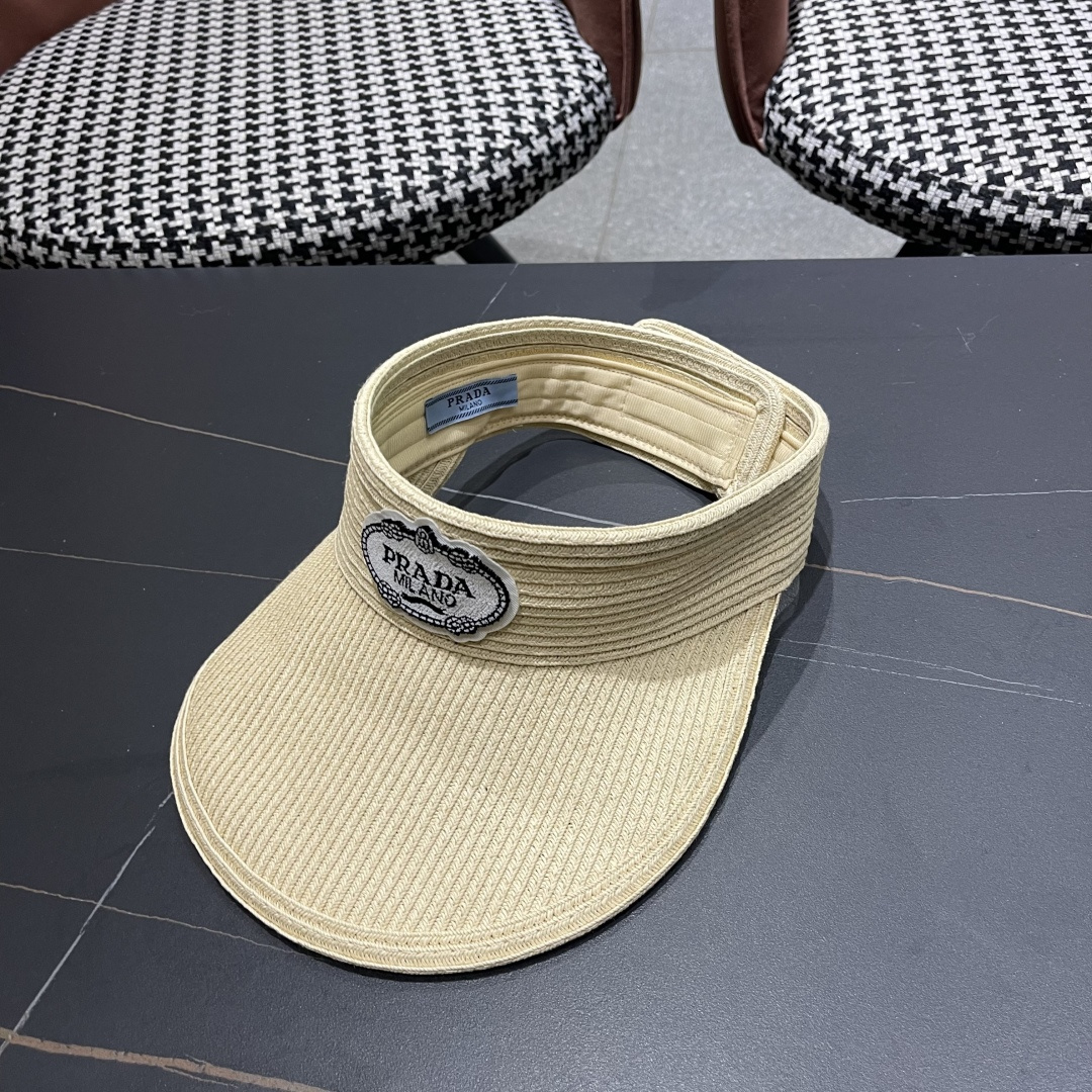  普拉达Prada草编空顶帽子女夏季跑步马拉松运动
防晒帽可折叠显脸小遮阳太阳帽