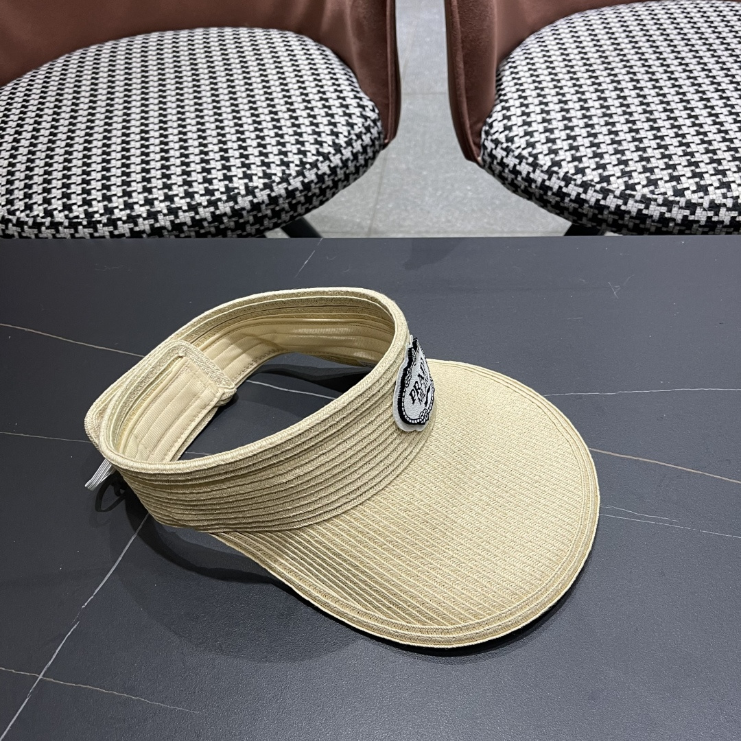  普拉达Prada草编空顶帽子女夏季跑步马拉松运动
防晒帽可折叠显脸小遮阳太阳帽