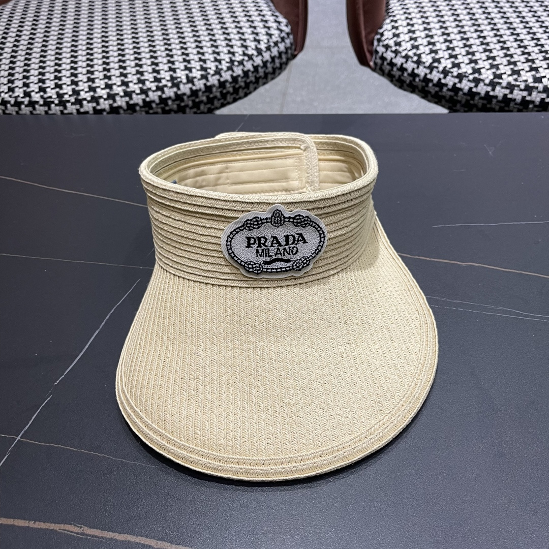  普拉达Prada草编空顶帽子女夏季跑步马拉松运动
防晒帽可折叠显脸小遮阳太阳帽