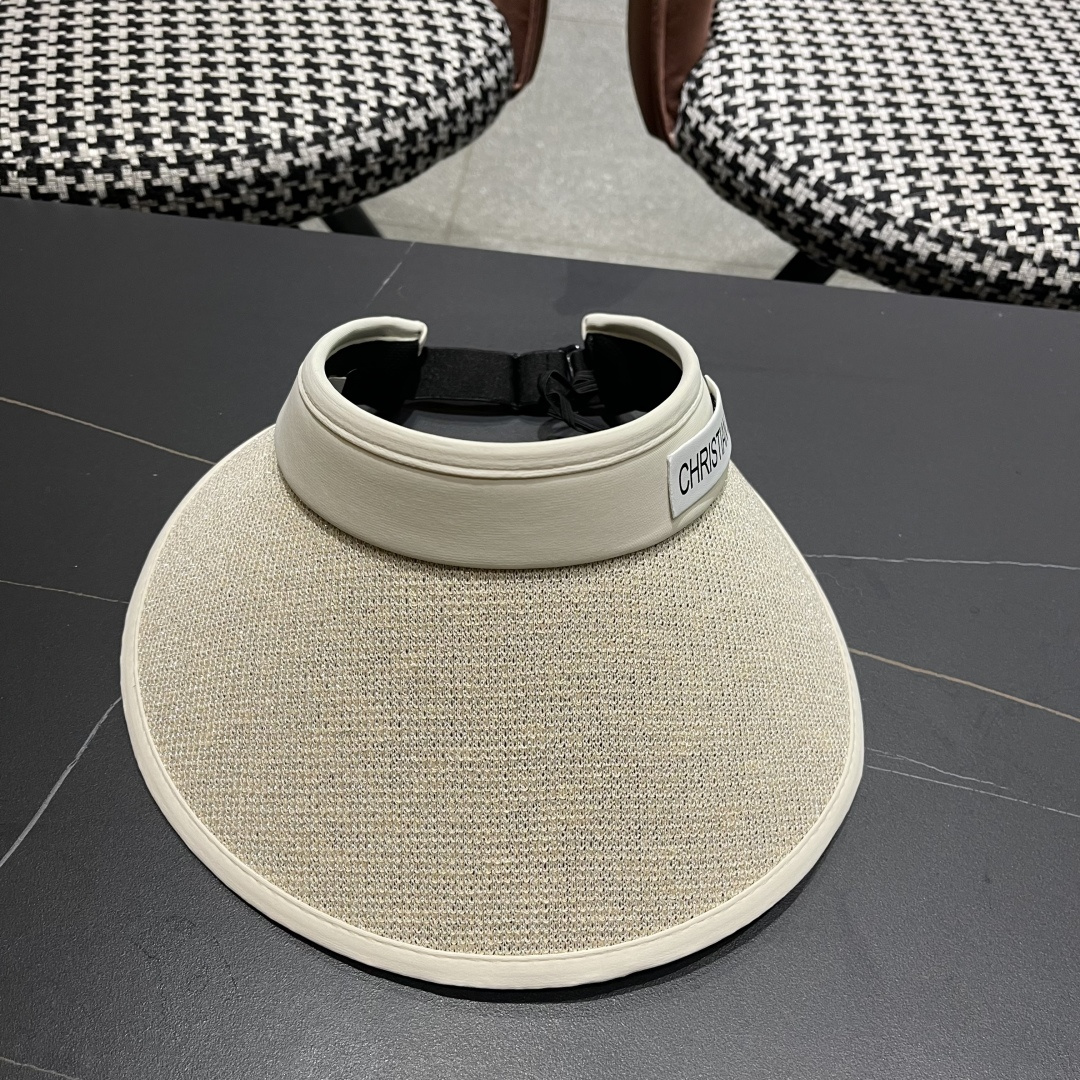  迪奥Dior遮阳帽女夏户外出游百搭防紫外线大
帽檐空顶帽可扎马尾骑车太阳帽