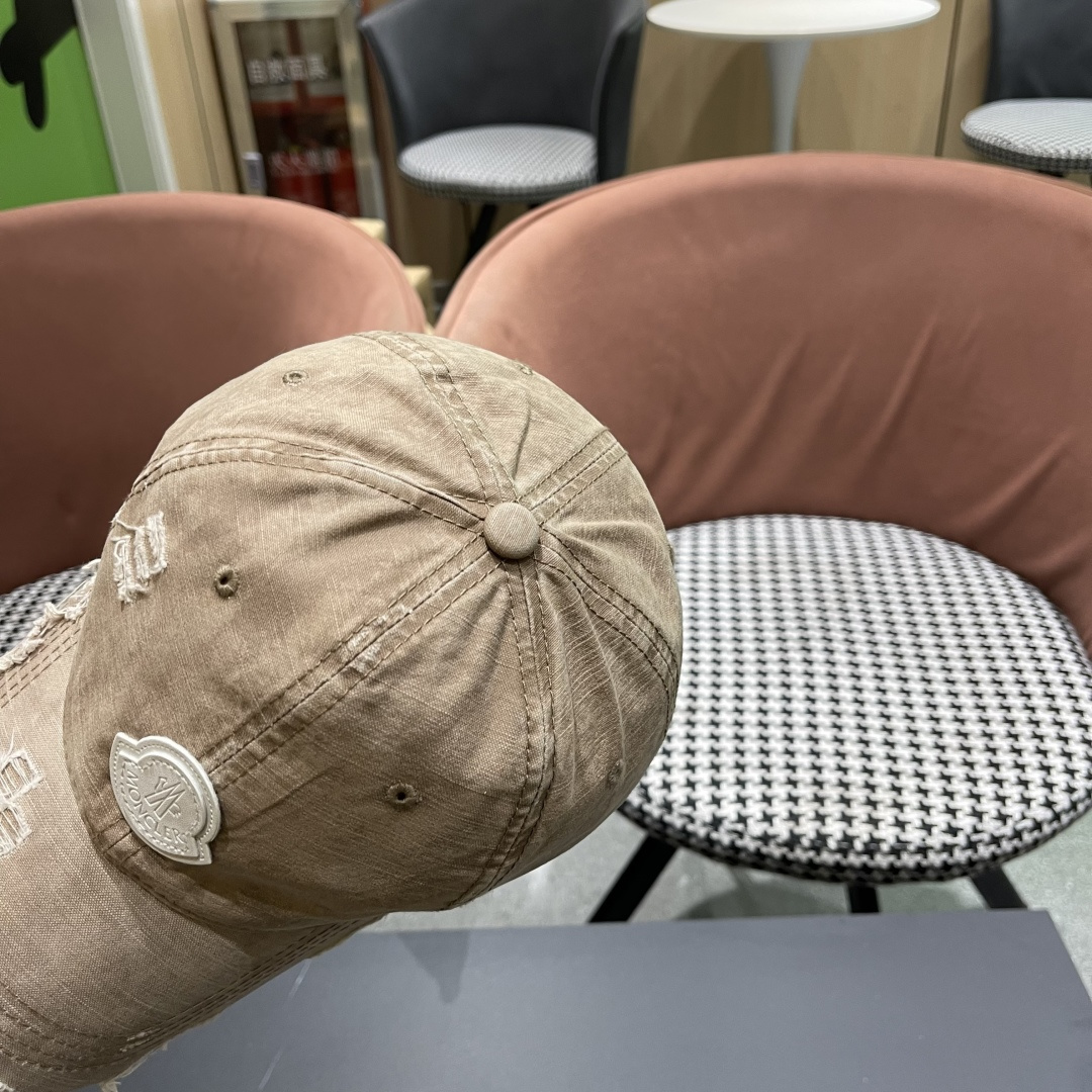  Moncler蒙口 水洗做日破洞棒球帽女2025春新款
防晒复古百搭鸭舌帽子男潮