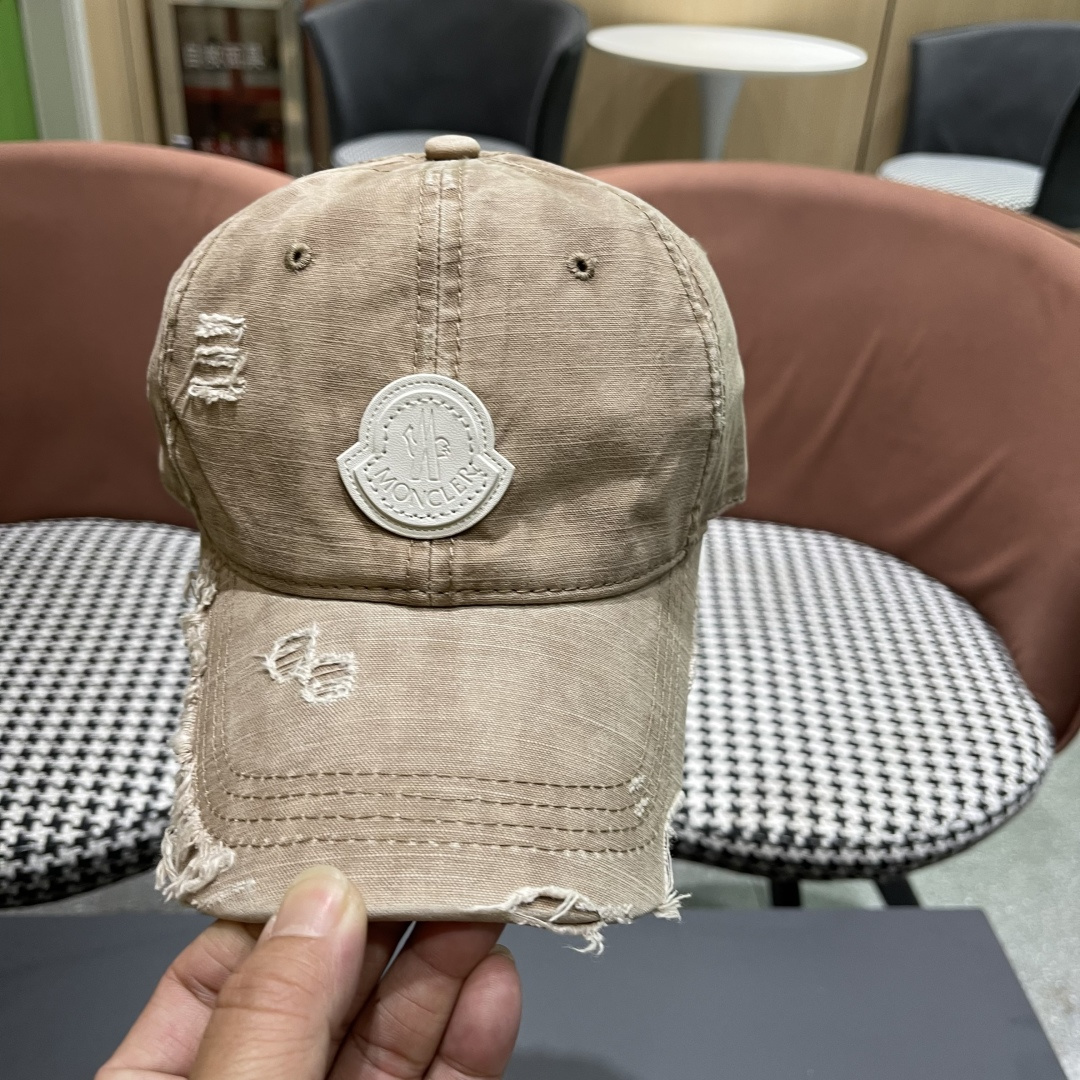 Moncler蒙口 水洗做日破洞棒球帽女2025春新款
防晒复古百搭鸭舌帽子男潮