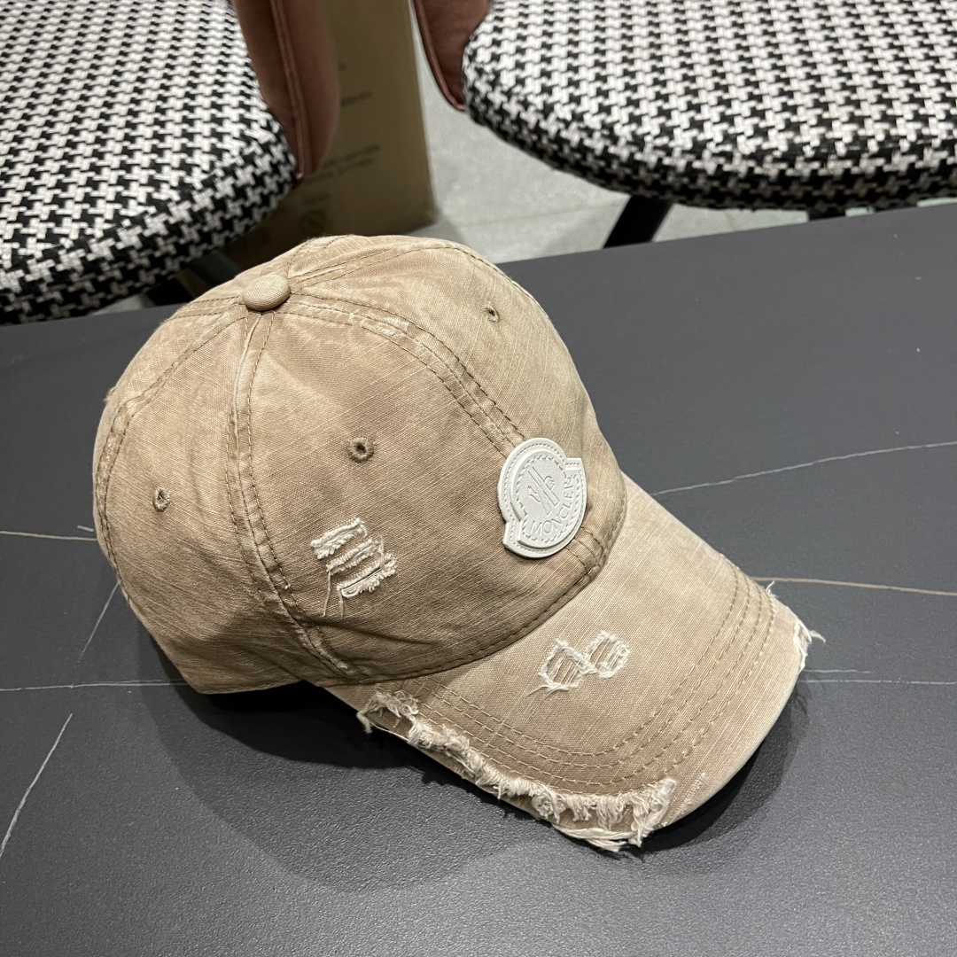 Moncler蒙口 水洗做日破洞棒球帽女2025春新款
防晒复古百搭鸭舌帽子男潮