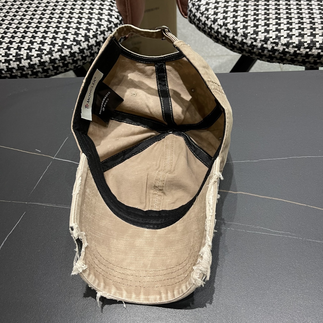  Moncler蒙口 水洗做日破洞棒球帽女2025春新款
防晒复古百搭鸭舌帽子男潮