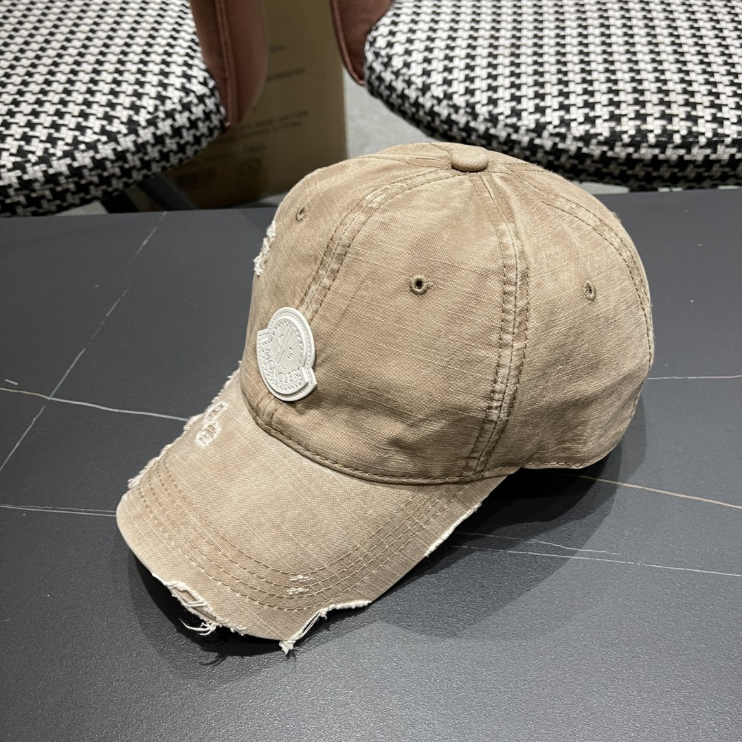  Moncler蒙口 水洗做日破洞棒球帽女2025春新款
防晒复古百搭鸭舌帽子男潮
