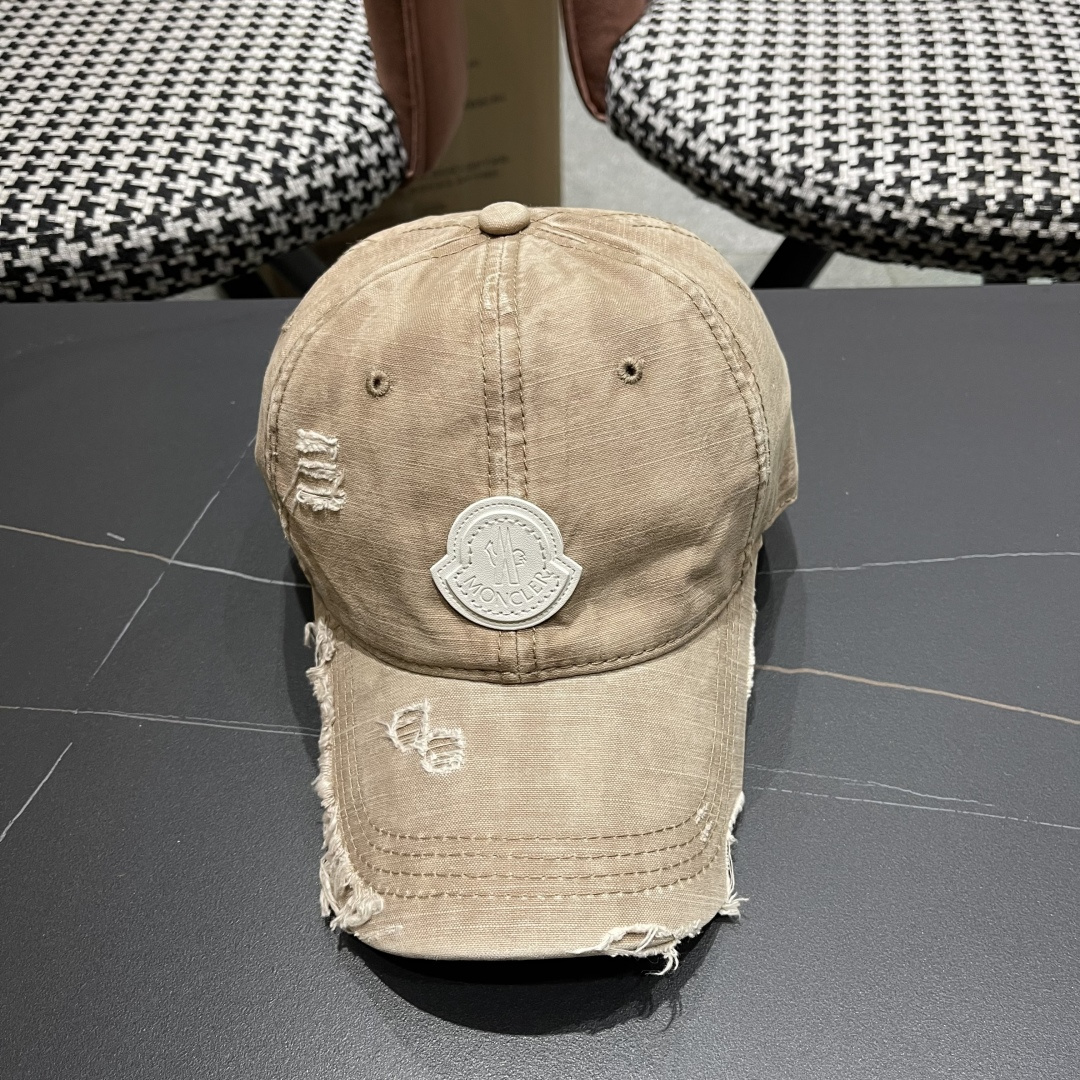  Moncler蒙口 水洗做日破洞棒球帽女2025春新款
防晒复古百搭鸭舌帽子男潮