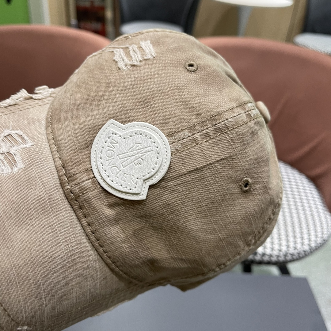  Moncler蒙口 水洗做日破洞棒球帽女2025春新款
防晒复古百搭鸭舌帽子男潮