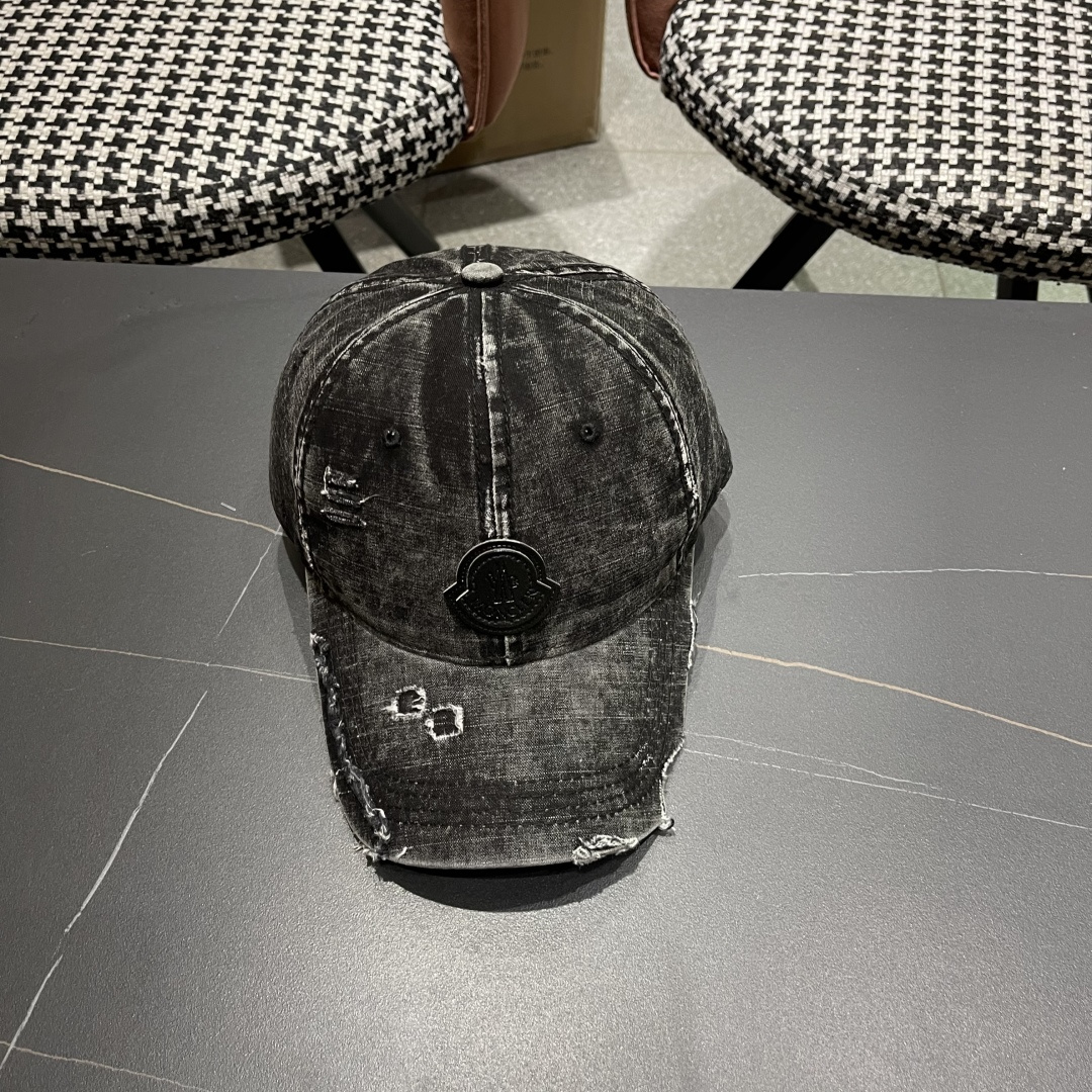  Moncler蒙口 水洗做日破洞棒球帽女2025春新款
防晒复古百搭鸭舌帽子男潮