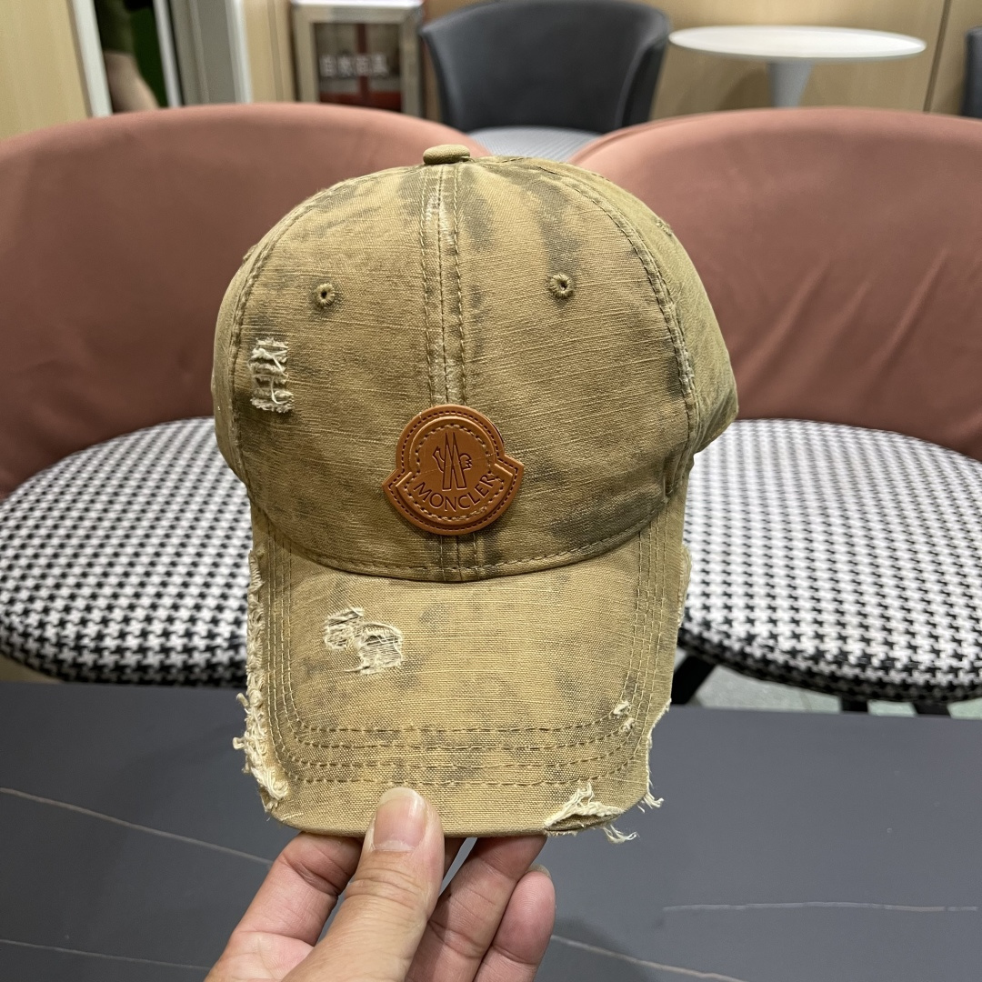 Moncler蒙口 水洗做日破洞棒球帽女2025春新款
防晒复古百搭鸭舌帽子男潮