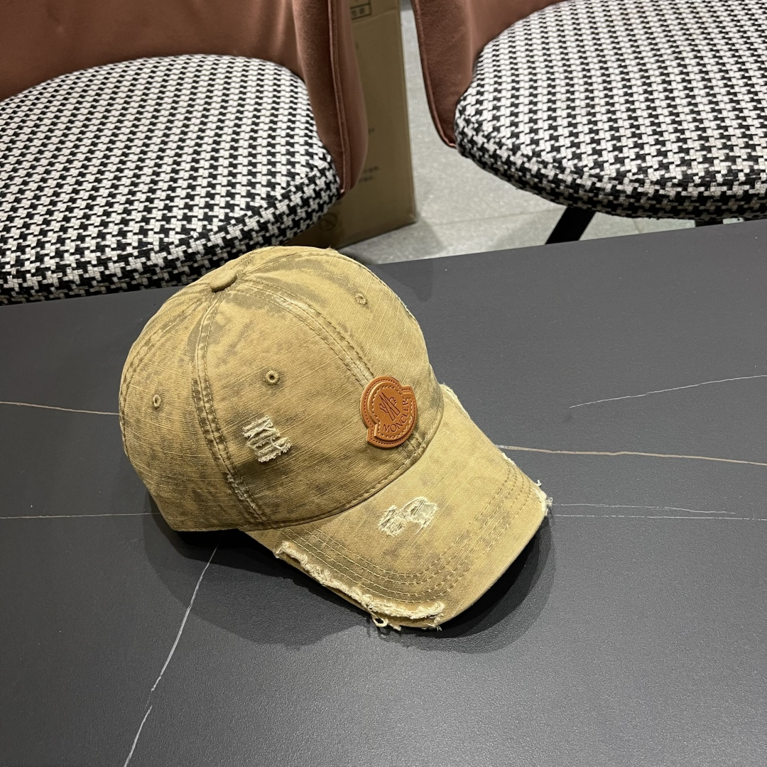  Moncler蒙口 水洗做日破洞棒球帽女2025春新款
防晒复古百搭鸭舌帽子男潮