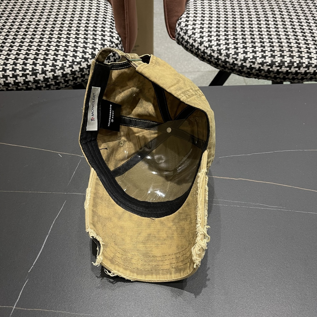  Moncler蒙口 水洗做日破洞棒球帽女2025春新款
防晒复古百搭鸭舌帽子男潮