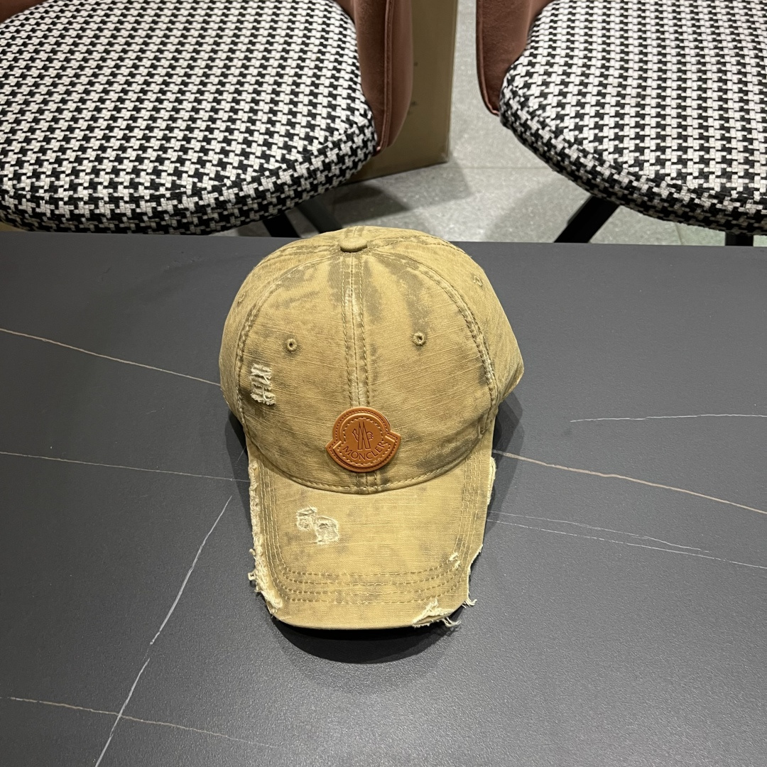  Moncler蒙口 水洗做日破洞棒球帽女2025春新款
防晒复古百搭鸭舌帽子男潮
