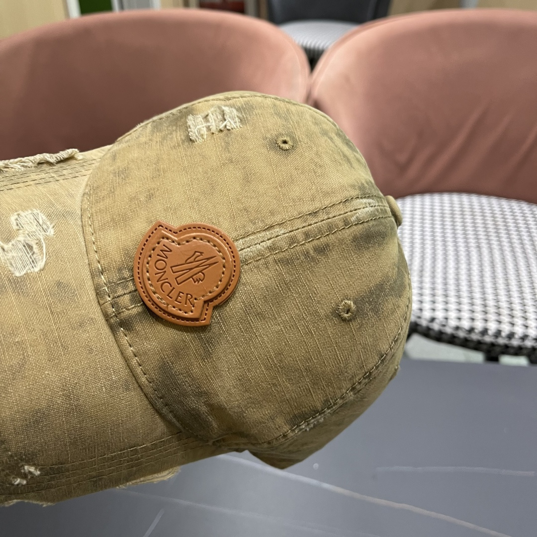  Moncler蒙口 水洗做日破洞棒球帽女2025春新款
防晒复古百搭鸭舌帽子男潮