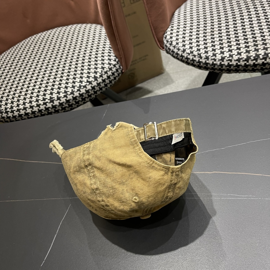  Moncler蒙口 水洗做日破洞棒球帽女2025春新款
防晒复古百搭鸭舌帽子男潮