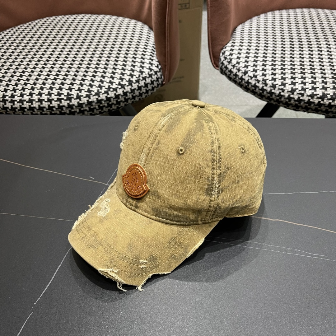  Moncler蒙口 水洗做日破洞棒球帽女2025春新款
防晒复古百搭鸭舌帽子男潮