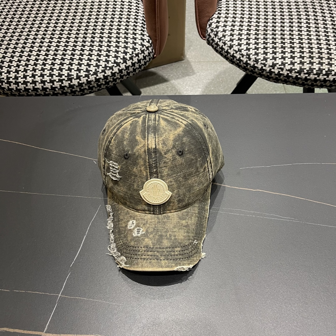  Moncler蒙口 水洗做日破洞棒球帽女2025春新款
防晒复古百搭鸭舌帽子男潮