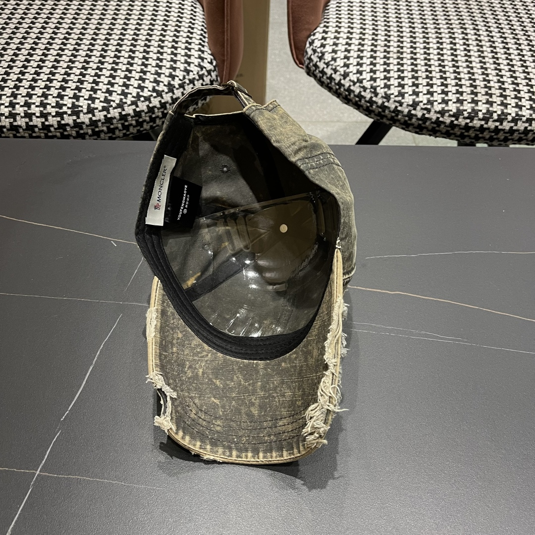  Moncler蒙口 水洗做日破洞棒球帽女2025春新款
防晒复古百搭鸭舌帽子男潮