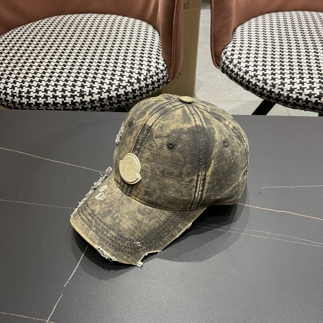  Moncler蒙口 水洗做日破洞棒球帽女2025春新款
防晒复古百搭鸭舌帽子男潮