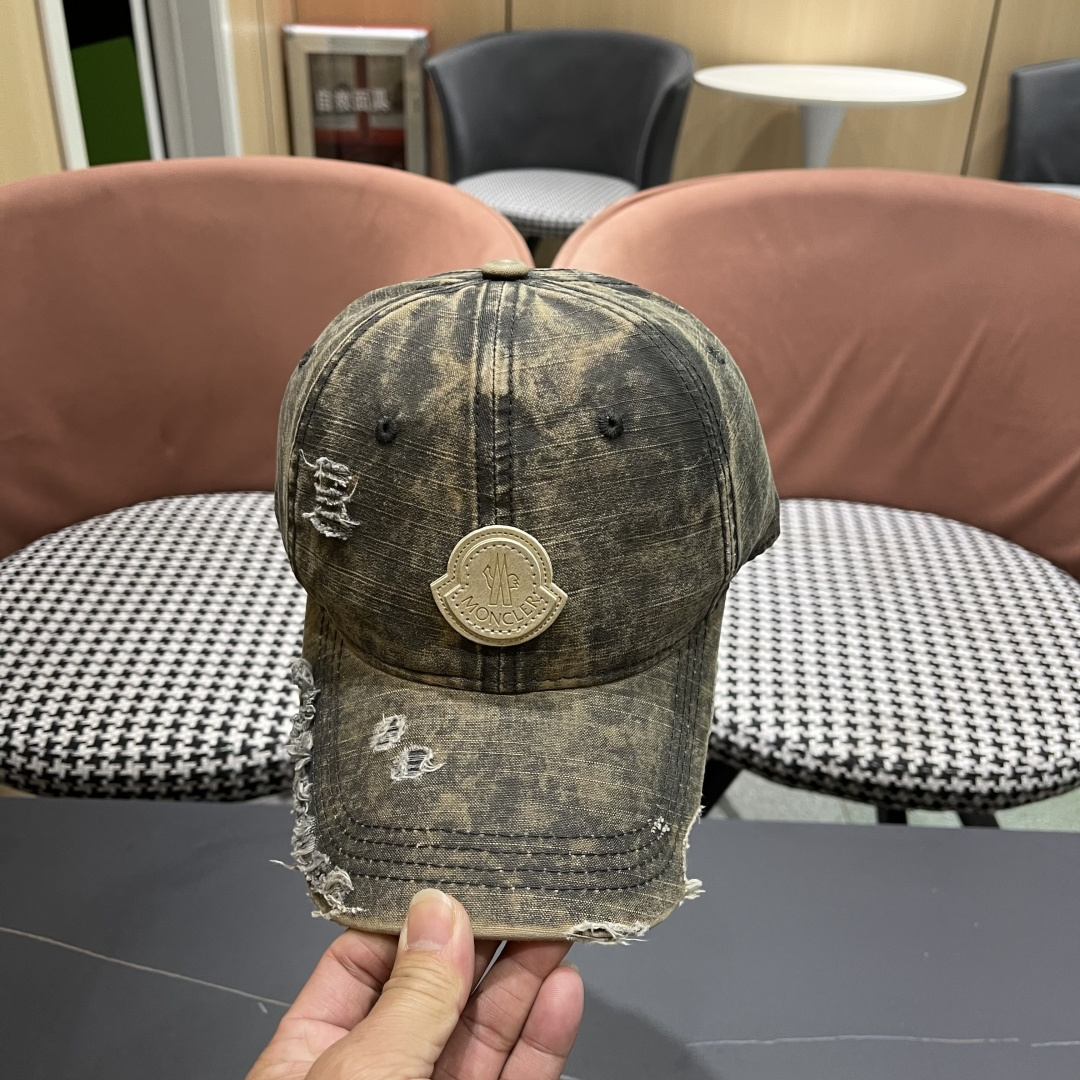  Moncler蒙口 水洗做日破洞棒球帽女2025春新款
防晒复古百搭鸭舌帽子男潮
