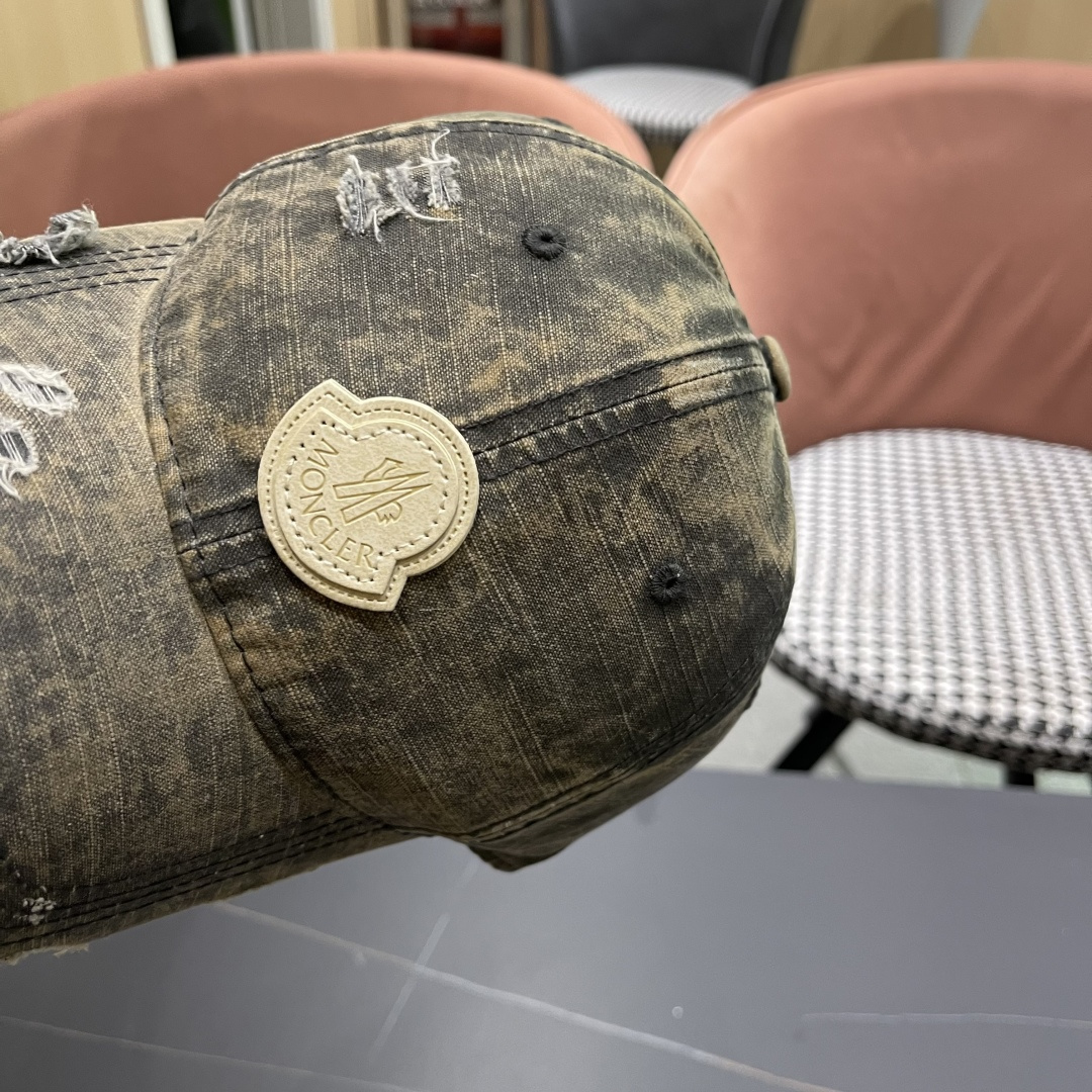  Moncler蒙口 水洗做日破洞棒球帽女2025春新款
防晒复古百搭鸭舌帽子男潮