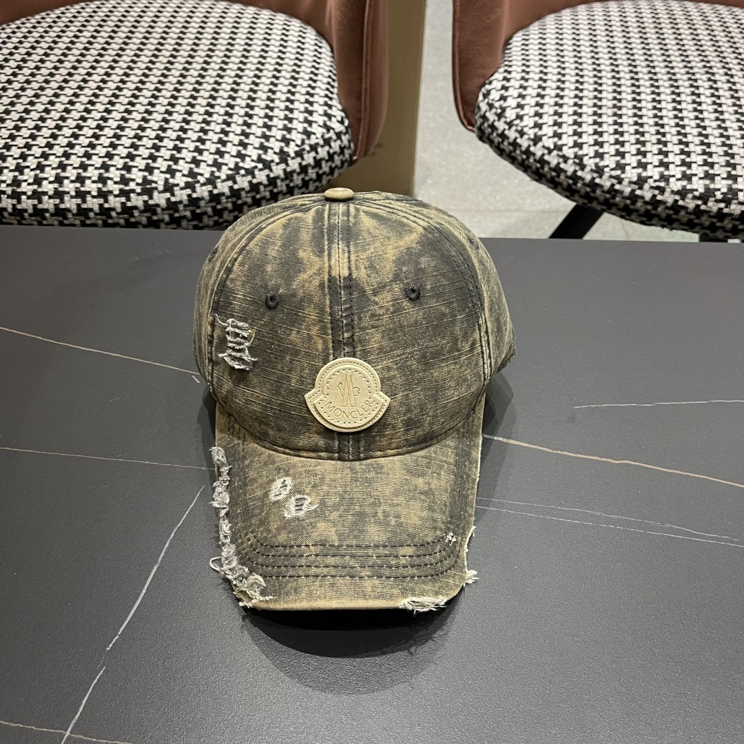  Moncler蒙口 水洗做日破洞棒球帽女2025春新款
防晒复古百搭鸭舌帽子男潮