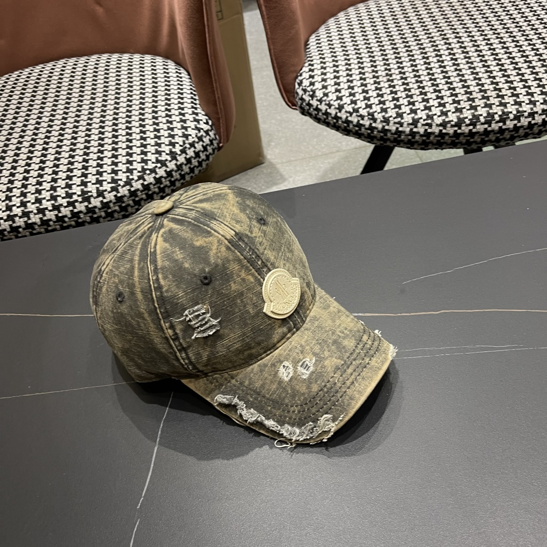  Moncler蒙口 水洗做日破洞棒球帽女2025春新款
防晒复古百搭鸭舌帽子男潮