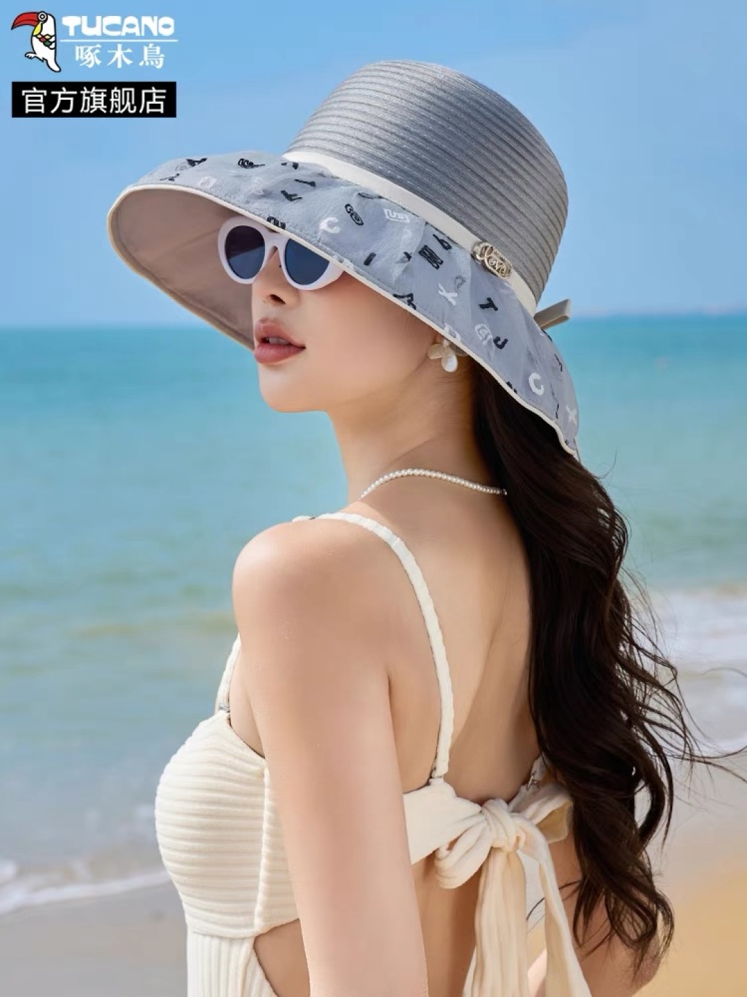  balenciaga 巴黎世家 啄木鸟夏季2025新款遮阳帽子女士大帽檐渔
夫帽户外防紫外线防晒帽