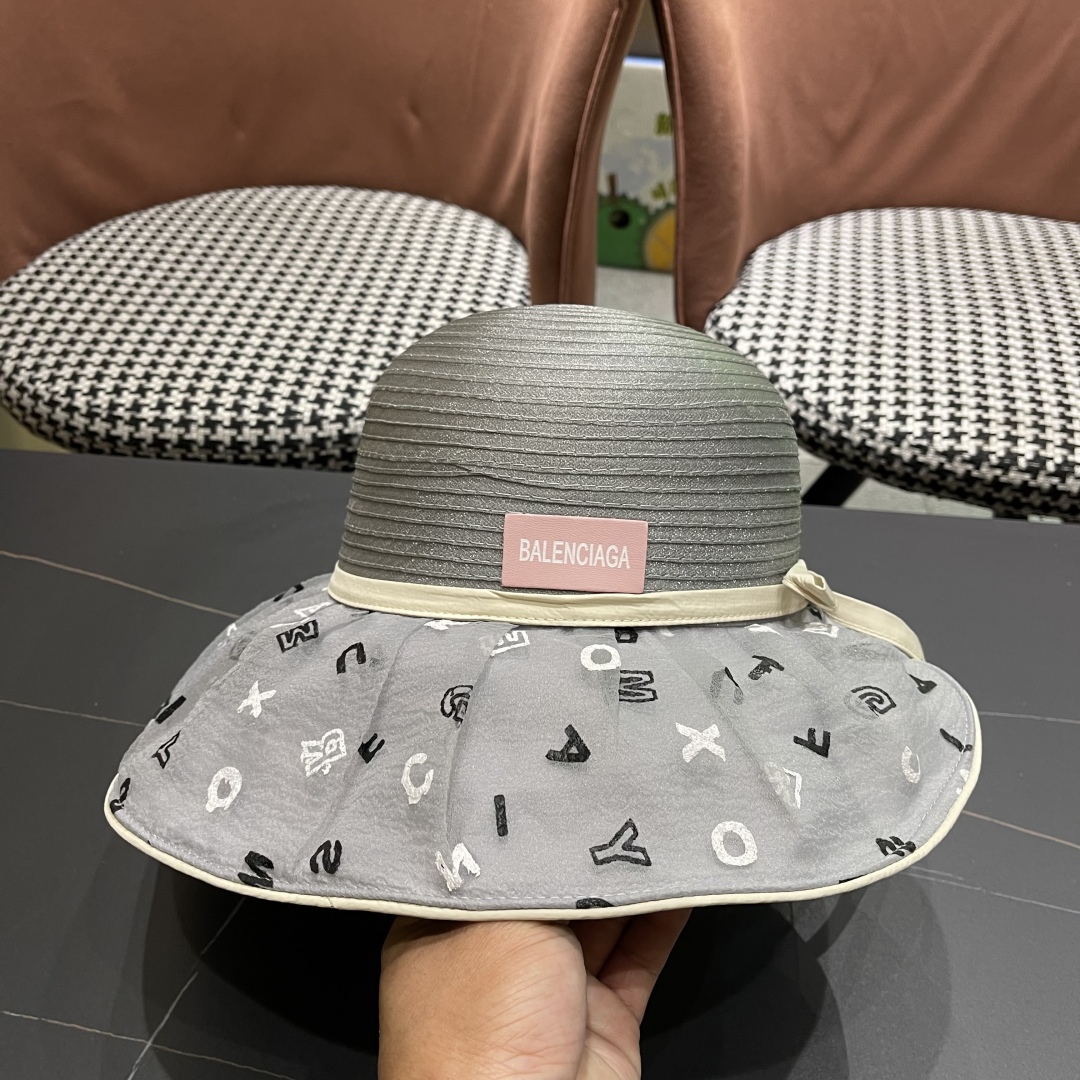  balenciaga 巴黎世家 啄木鸟夏季2025新款遮阳帽子女士大帽檐渔
夫帽户外防紫外线防晒帽