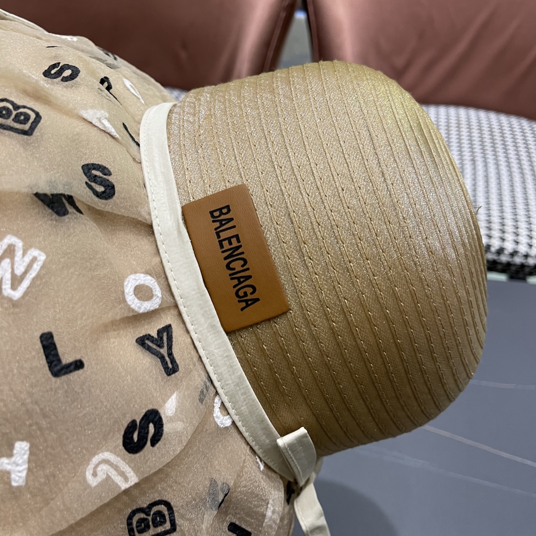  balenciaga 巴黎世家 啄木鸟夏季2025新款遮阳帽子女士大帽檐渔
夫帽户外防紫外线防晒帽