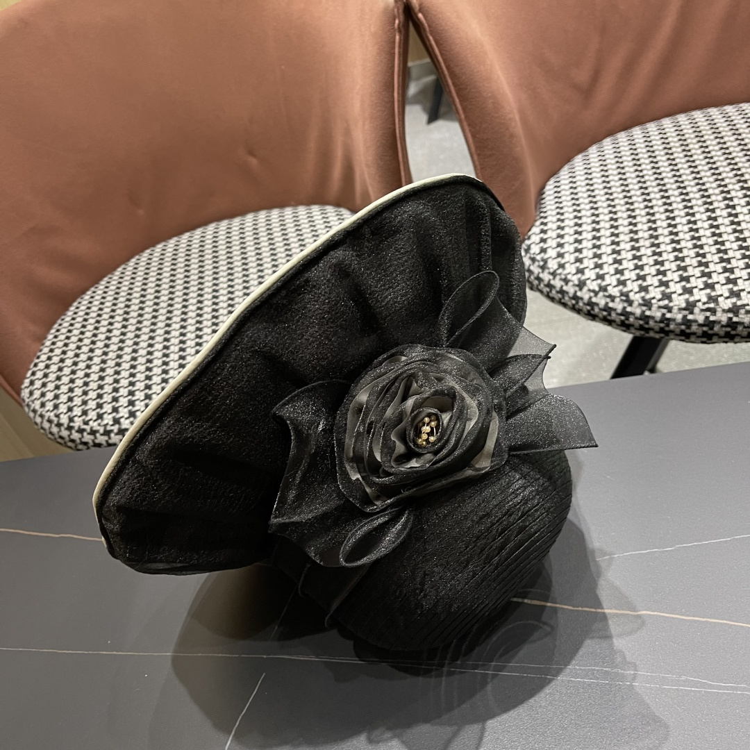 巴宝莉Burberry2026新款小众遮阳帽女沙滩渔夫帽欧根纱花朵 妈妈太阳帽防晒盆帽