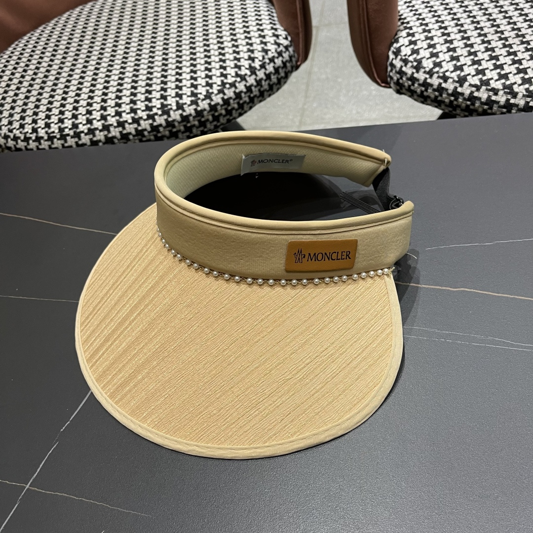  Moncler蒙口 帽子女夏天空顶帽高级感珍珠遮阳帽防紫外线
透气遮脸太阳帽潮