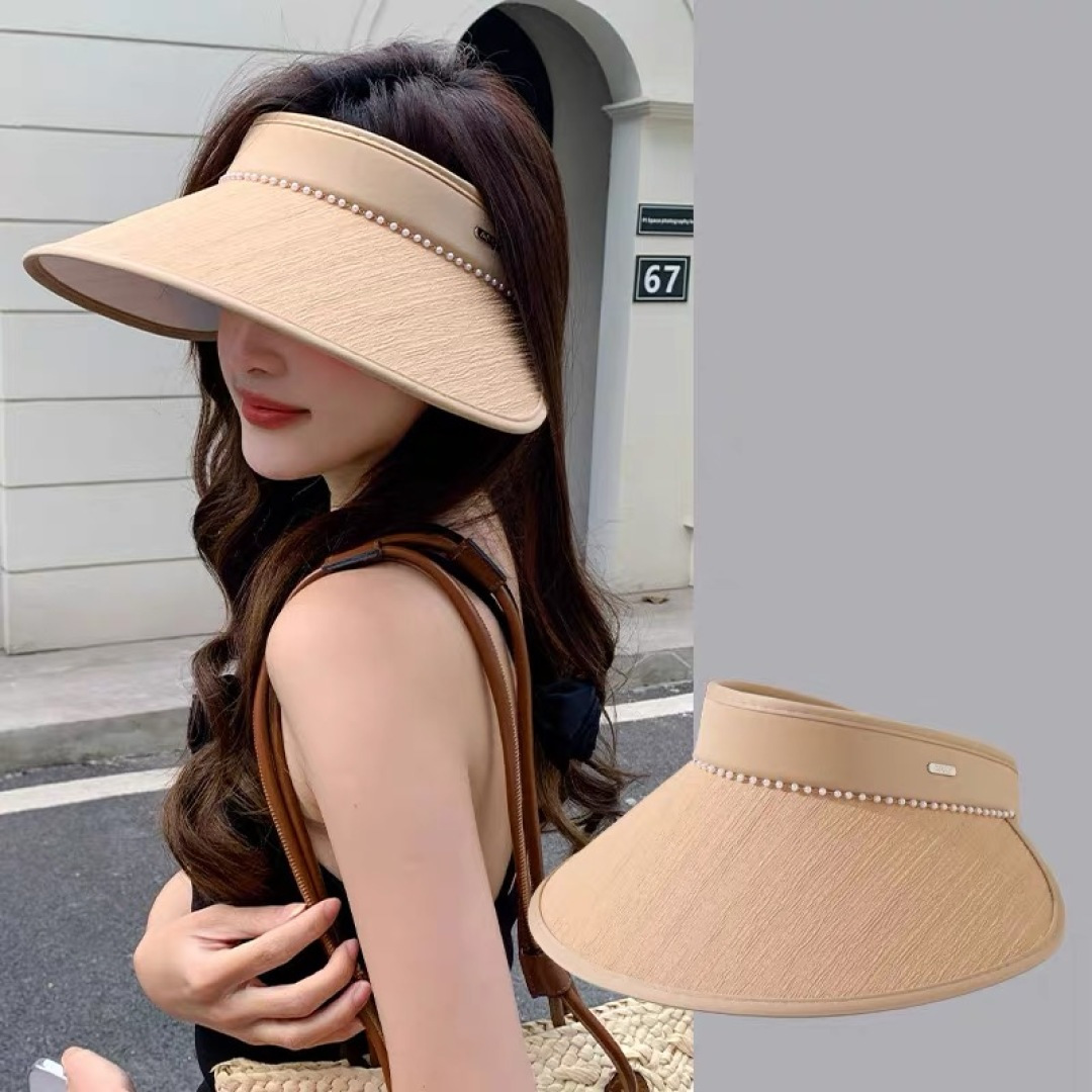  Moncler蒙口 帽子女夏天空顶帽高级感珍珠遮阳帽防紫外线
透气遮脸太阳帽潮