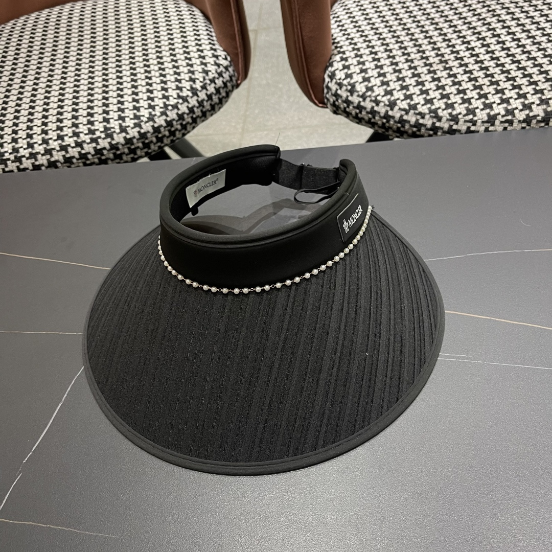  Moncler蒙口 帽子女夏天空顶帽高级感珍珠遮阳帽防紫外线
透气遮脸太阳帽潮