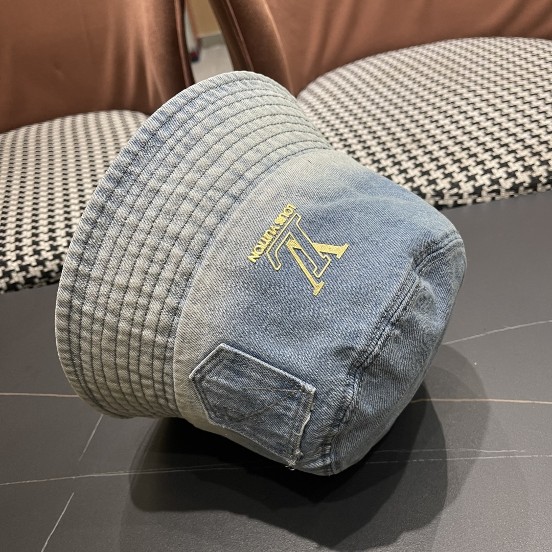  路易威登Lv 牛仔渔夫帽女春夏款休闲百搭品脸小盆帽大头
围遮阳防晒帽子潮