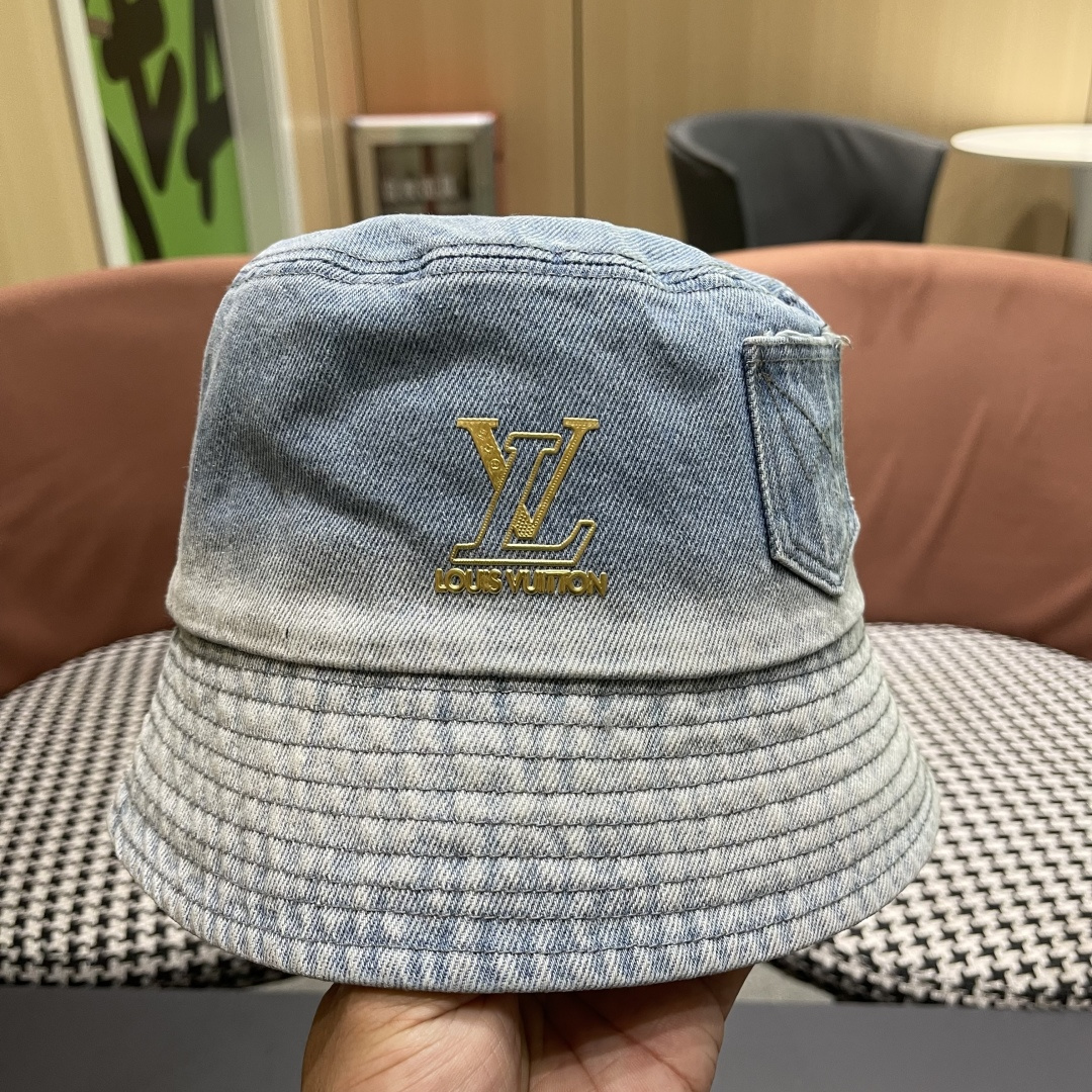  路易威登Lv 牛仔渔夫帽女春夏款休闲百搭品脸小盆帽大头
围遮阳防晒帽子潮