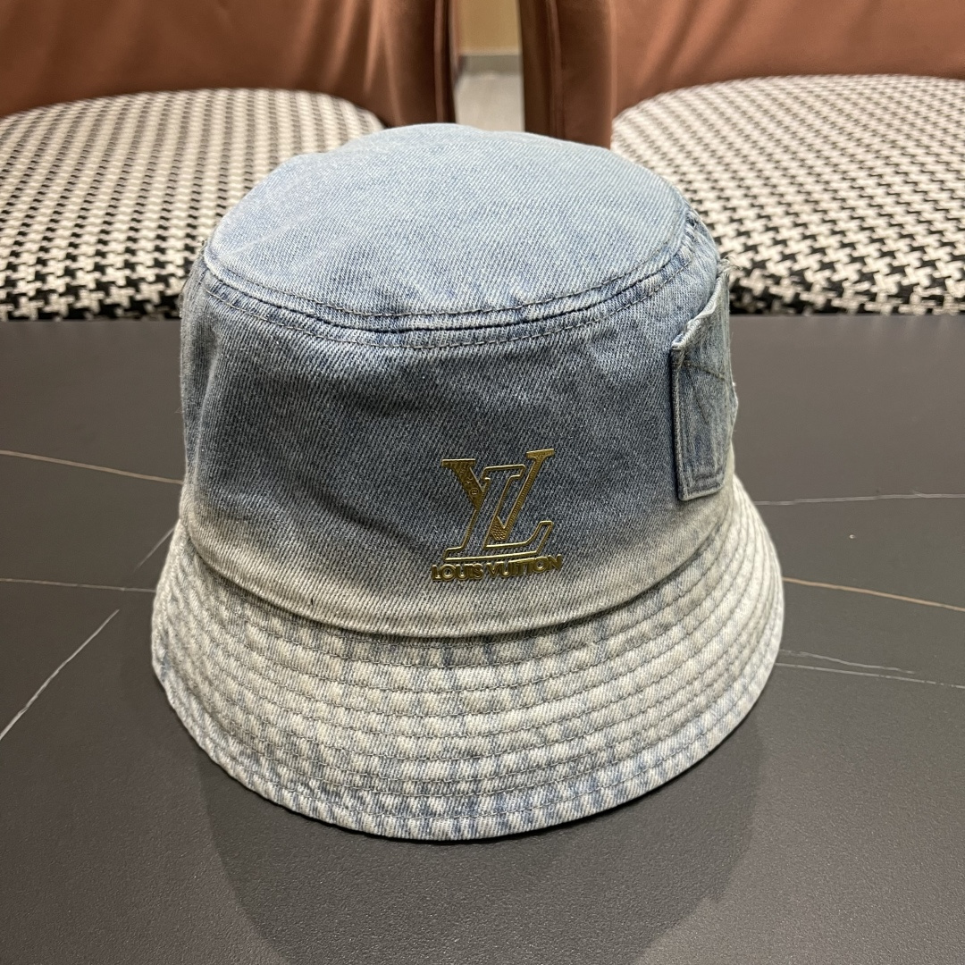  路易威登Lv 牛仔渔夫帽女春夏款休闲百搭品脸小盆帽大头
围遮阳防晒帽子潮