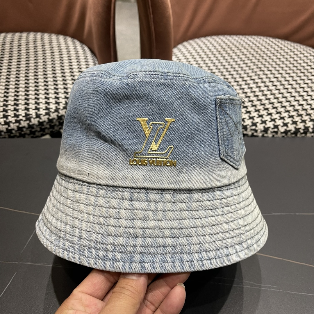  路易威登Lv 牛仔渔夫帽女春夏款休闲百搭品脸小盆帽大头
围遮阳防晒帽子潮