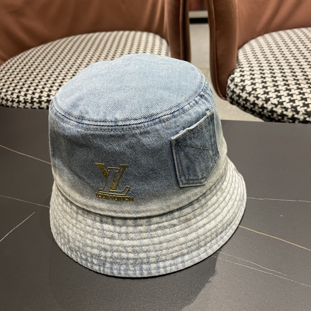  路易威登Lv 牛仔渔夫帽女春夏款休闲百搭品脸小盆帽大头
围遮阳防晒帽子潮