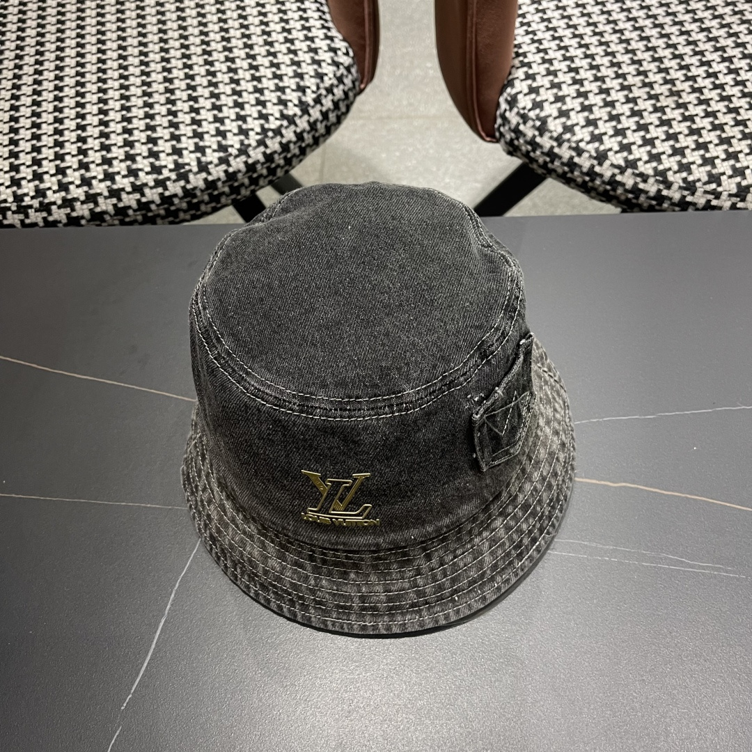  路易威登Lv 牛仔渔夫帽女春夏款休闲百搭品脸小盆帽大头
围遮阳防晒帽子潮