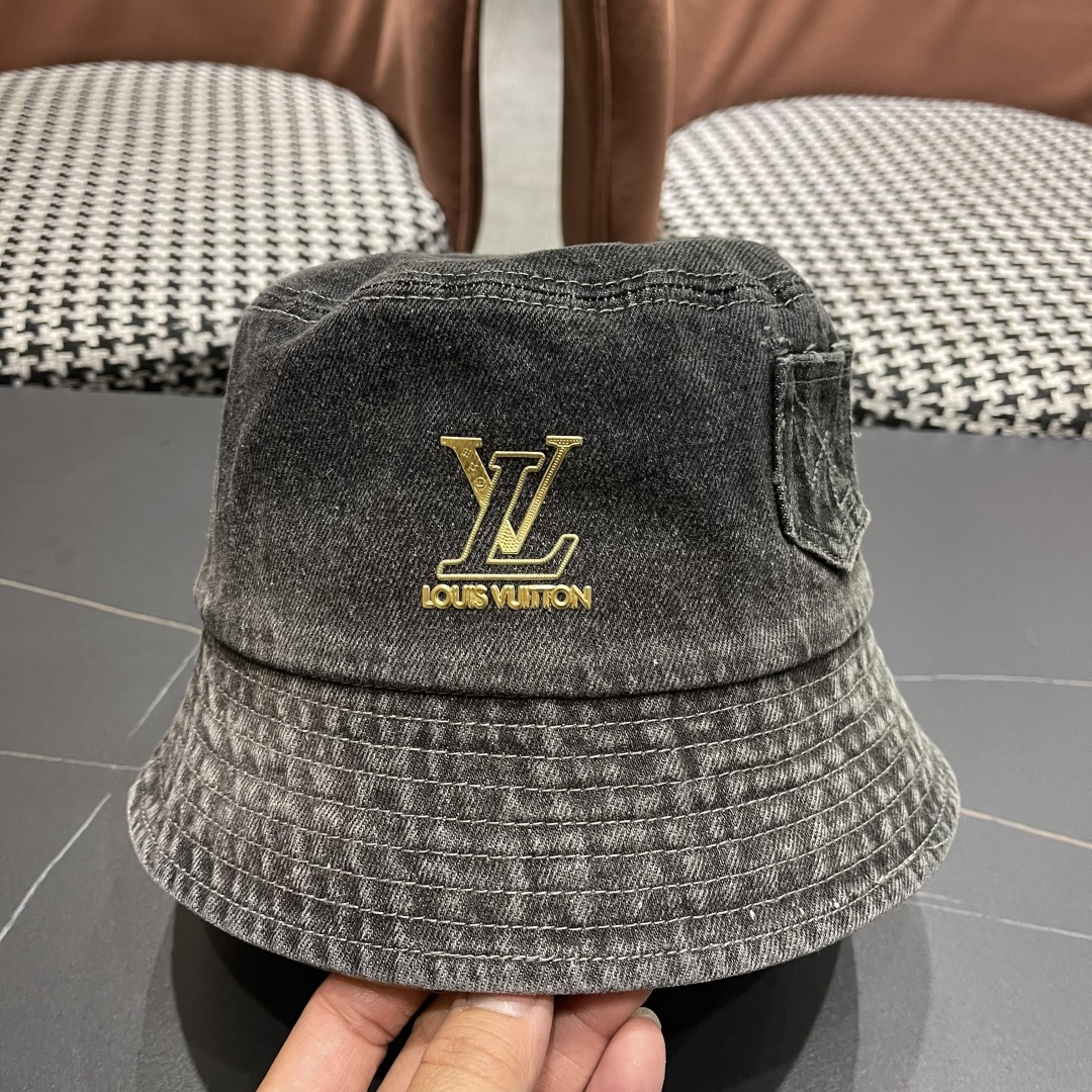  路易威登Lv 牛仔渔夫帽女春夏款休闲百搭品脸小盆帽大头
围遮阳防晒帽子潮