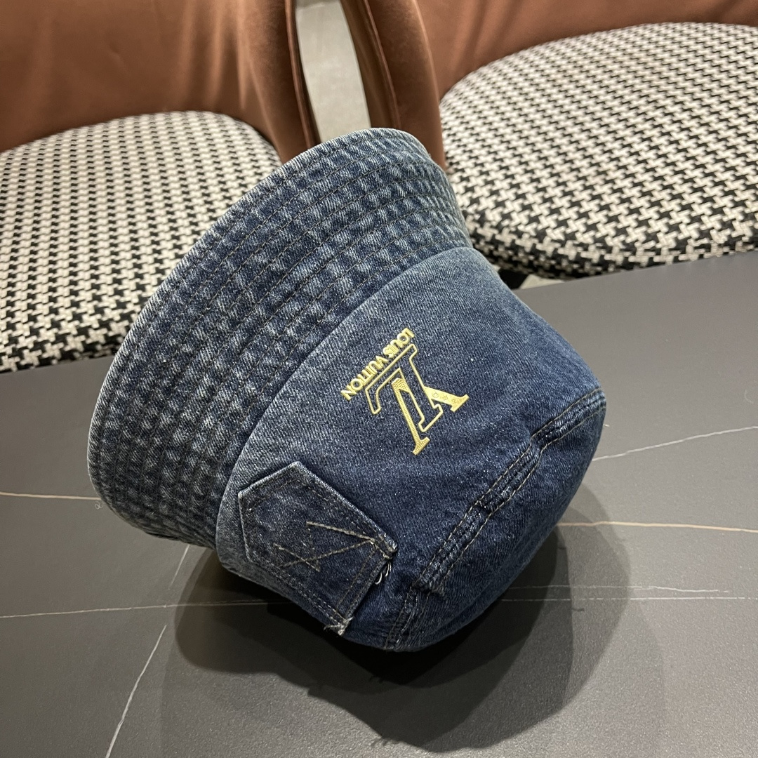  路易威登Lv 牛仔渔夫帽女春夏款休闲百搭品脸小盆帽大头
围遮阳防晒帽子潮