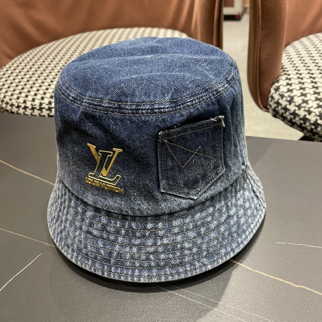  路易威登Lv 牛仔渔夫帽女春夏款休闲百搭品脸小盆帽大头
围遮阳防晒帽子潮